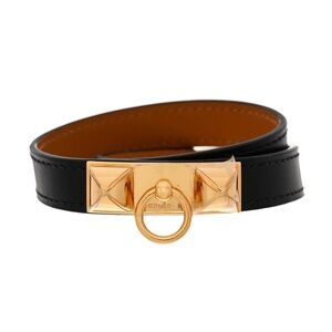 Hermès Rivale Double Tour Bracelet in Black Women's S